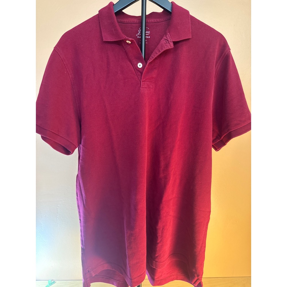 J.Crew Mens Classic Polo Shirt XL Burgundy Red Short Sleeve Pique Knit Cotton
